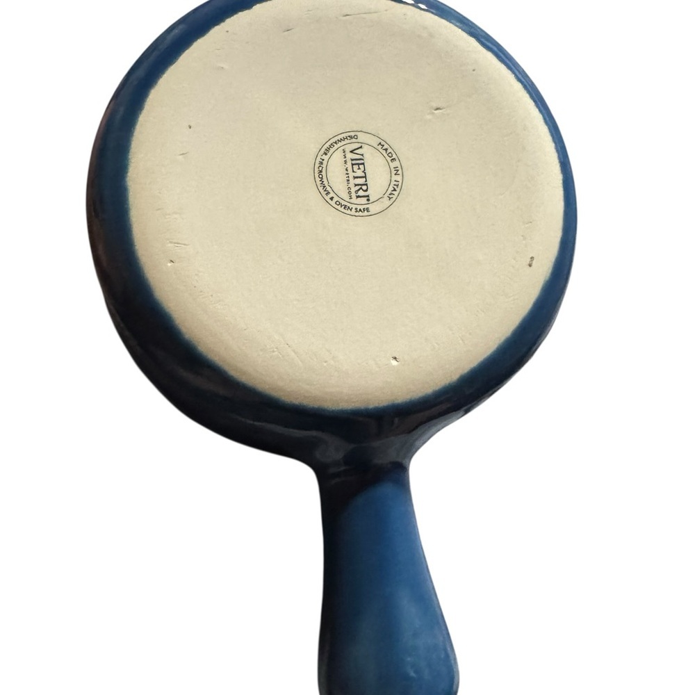 VIETRI Italian BAKERS BLUE SMALL ROUND BAKER WITH LARGE HANDLEVIE-ITB-B2956N - Picture 2 of 5